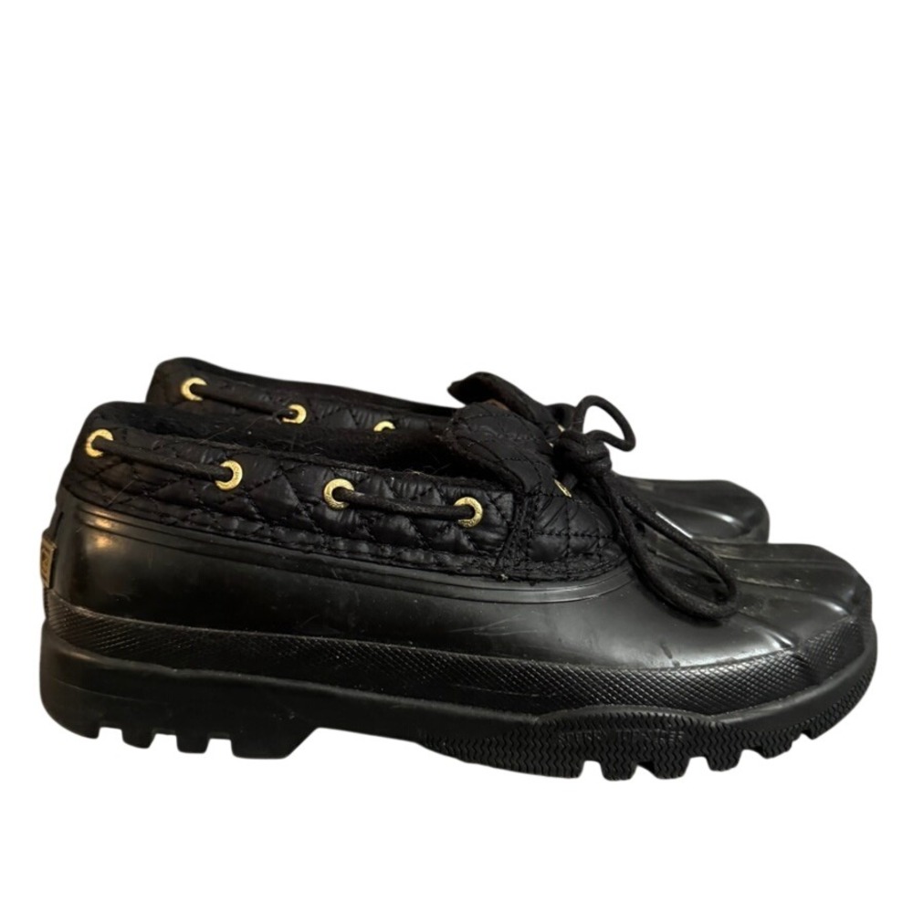 Sperry Top-Sider Black Quilted Duck Shoes Rubber Rain Loafers Womens 10